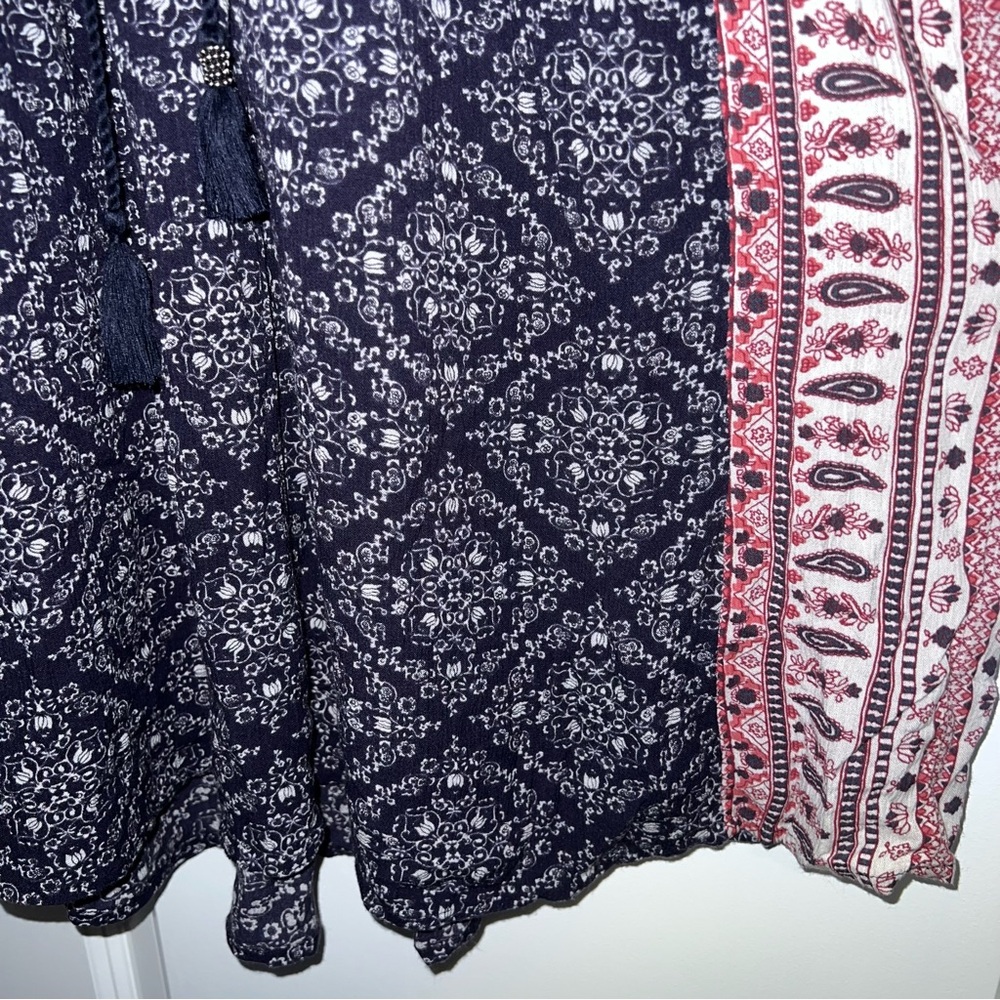 American Eagle Outfitters Navy and Red Printed Boho Tunic - Picture 5 of 8